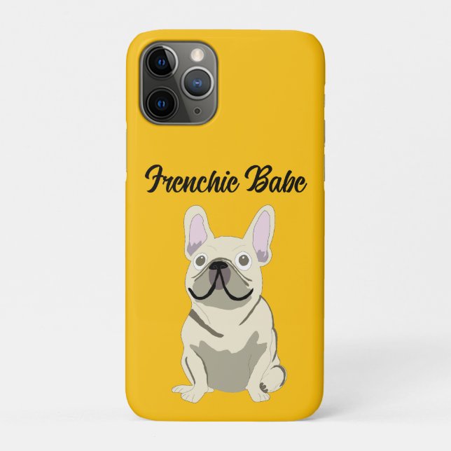 Capa Para iPhone 11 Pro Bulldogue Francês Creme, Bebê Frenchie (Verso)