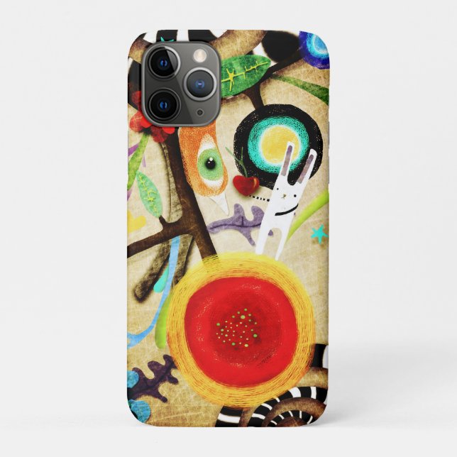 Capa Para iPhone 11 Pro Bunny e Bird Huge Poppy (Verso)