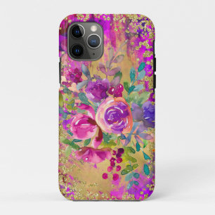 Capa Para iPhone 11 Pro Buquê de flor de aquarela rosa com framboesa