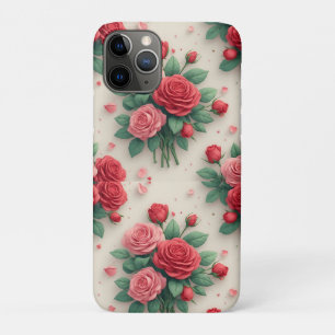 Capa Para iPhone 11 Pro Buquê de Rosas Românticas Luxo ✨ Floral Rosa Verme