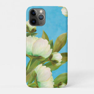 Capa Para iPhone 11 Pro Buquê Floral de Peões Brancos Clássicos