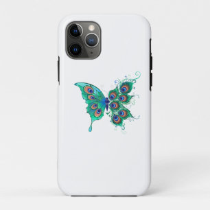 Capa Para iPhone 11 Pro Butterfly with Green Peacock Feathers