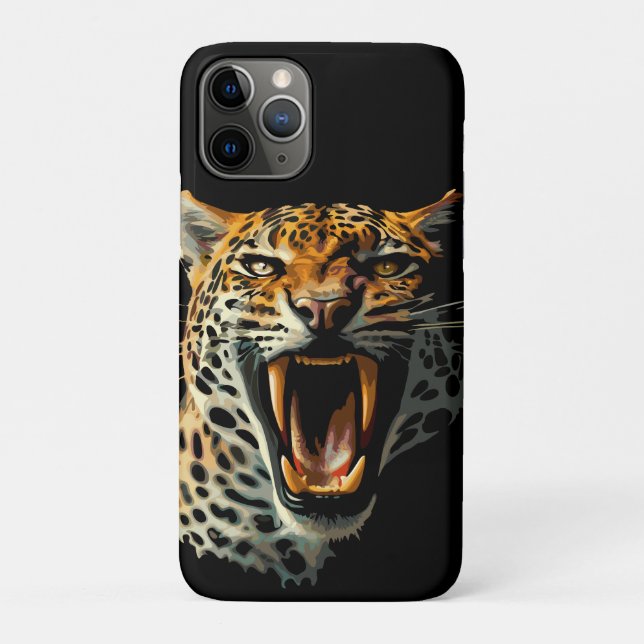 Capa Para iPhone 11 Pro Cabeça de ataque com picos-leopardo (Verso)
