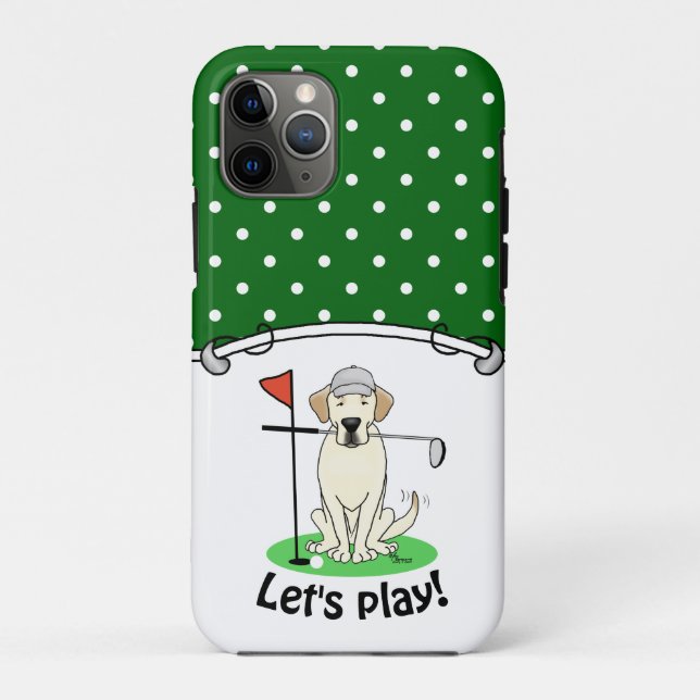Capa Para iPhone 11 Pro Cachorro de Labrador Amarelo de Golfe Gelado (Verso)