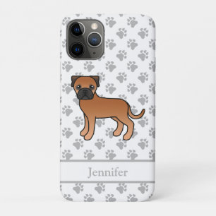 Capa Para iPhone 11 Pro Cachorro e nome do desenho animado vermelho Bullma