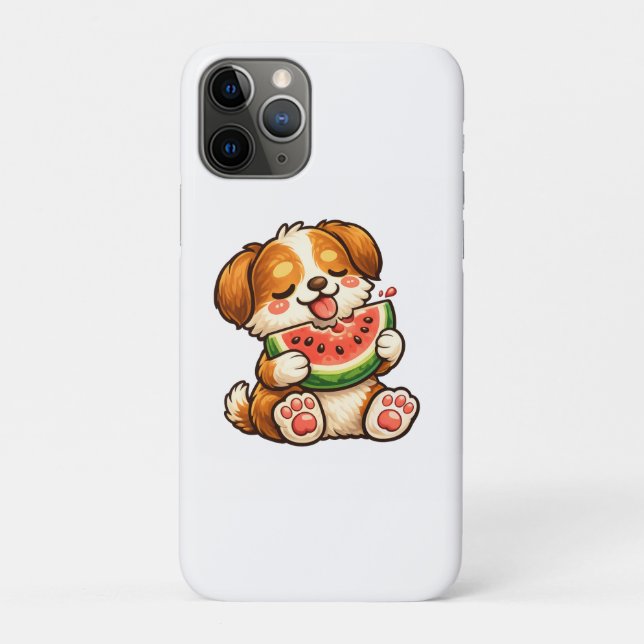 Capa Para iPhone 11 Pro Cachorro Fofo Melancia (Verso)