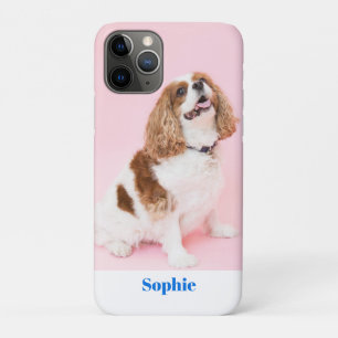 Capa Para iPhone 11 Pro Cachorro Gelado ou Sua Foto, Nome Azul