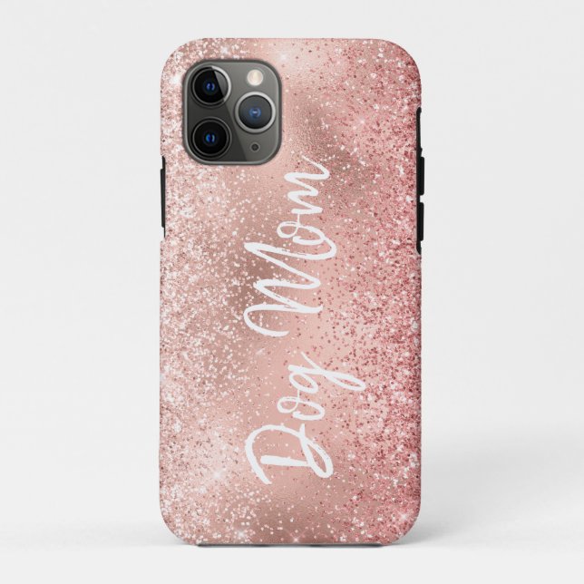 Capa Para iPhone 11 Pro Cachorro Glitzy Glitzy Minúsculo Rosa Mama (Verso)