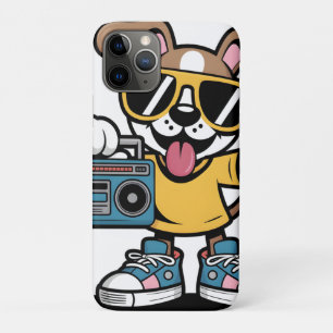 Capa Para iPhone 11 Pro Cachorro Retro Hip Hop: Cachorrinho Cartoon Legal