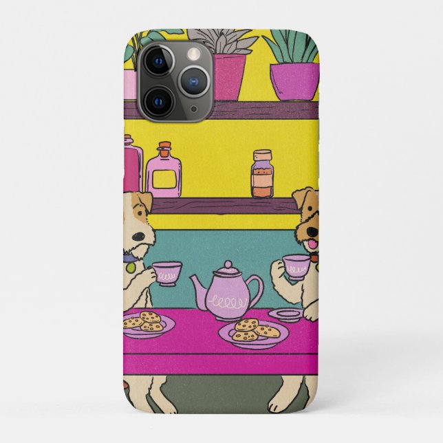 Capa Para iPhone 11 Pro Cães tomando chá da tarde (Verso)