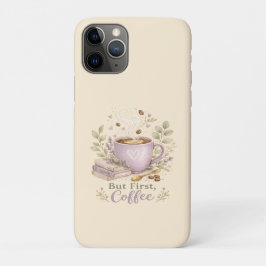 Capa Para iPhone 11 Pro Café Aquarela Lavanda Aconchegante