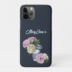 Capa Para iPhone 11 Pro Café e peônias