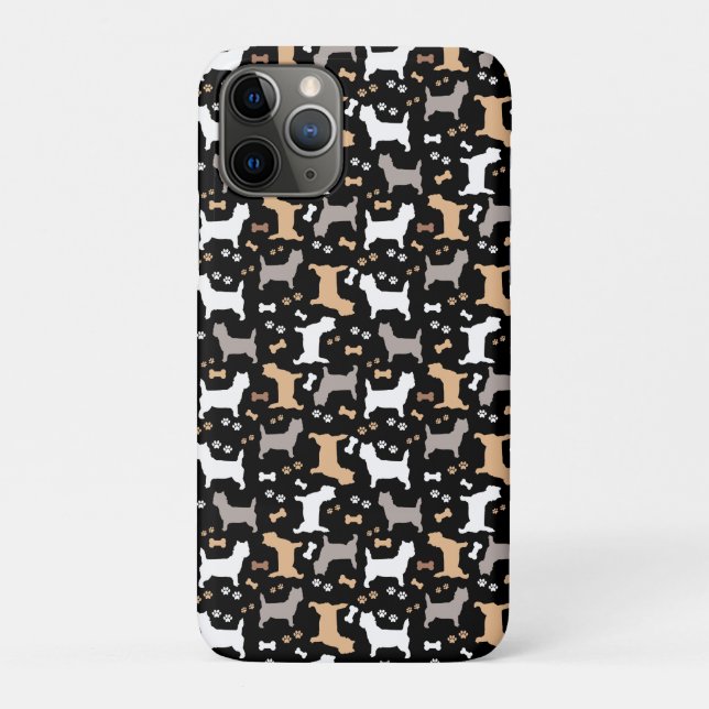 Capa Para iPhone 11 Pro Cairn Terriers Carin Dog Break Padrão em Preto (Verso)