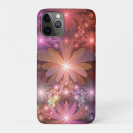Capa Para iPhone 11 Pro Cama De Flores Colorida Abstrata Arte Fractal Bril