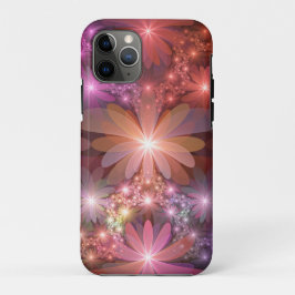 Capa Para iPhone 11 Pro Cama De Flores Colorida Abstrata Arte Fractal Bril