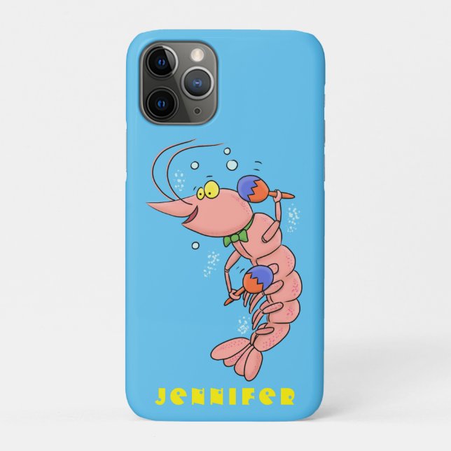 Capa Para iPhone 11 Pro Camarão feliz e bonito, desenho animado (Verso)