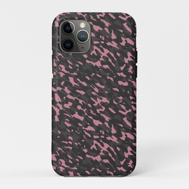 Capa Para iPhone 11 Pro camuflagem abstrata rosa e cinza (Verso)