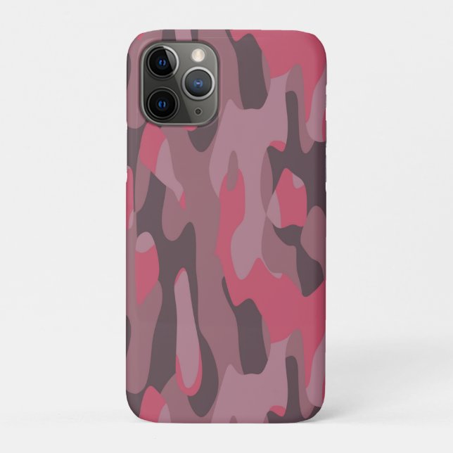 Capa Para iPhone 11 Pro Camuflagem abstrata rosa e malva (Verso)