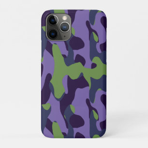 Capa Para iPhone 11 Pro Camuflagem abstrata verde roxo e azul