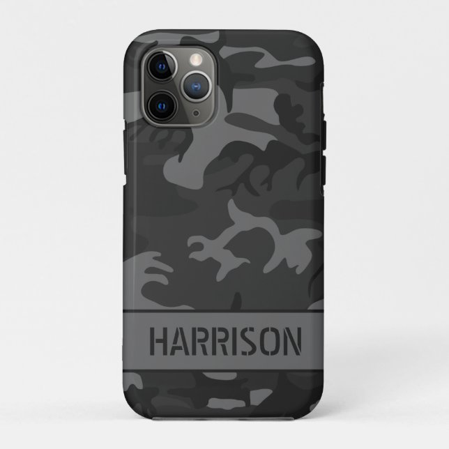 Capa Para iPhone 11 Pro Camuflagem Cinza (Verso)