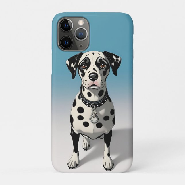 Capa Para iPhone 11 Pro Cão Dálmata com Manchas Pretas e Coleira (Verso)