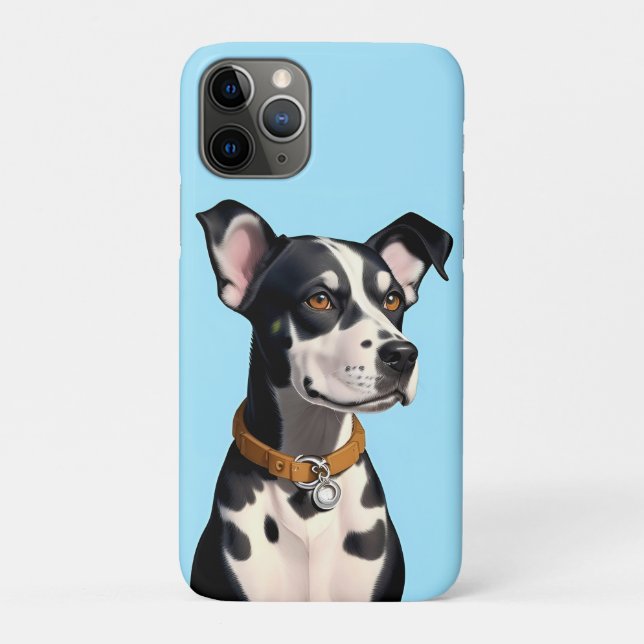 Capa Para iPhone 11 Pro Cão Dalmata com Manchas Pretas e Coleira (Verso)