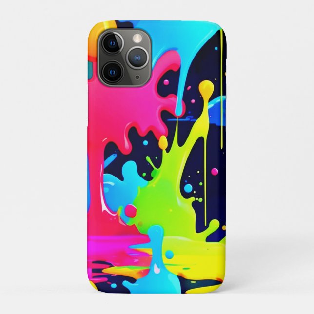 Capa Para iPhone 11 Pro Caos de Drivers de Splash de Neon Paint (Verso)