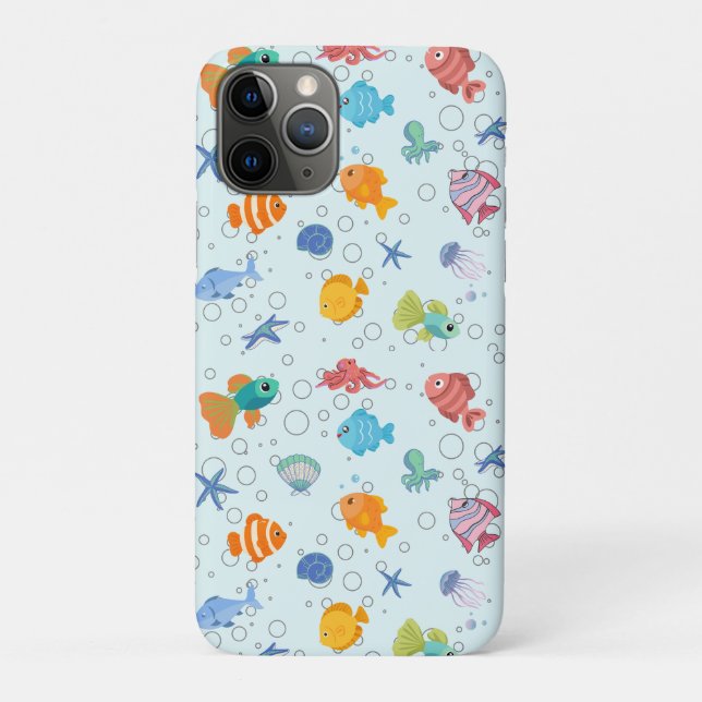 Capa Para iPhone 11 Pro Capa de iPhone com Vida Marinha Subaquática Fofa e (Verso)