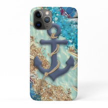 Capa de iPhone Náutica com Âncora Azul