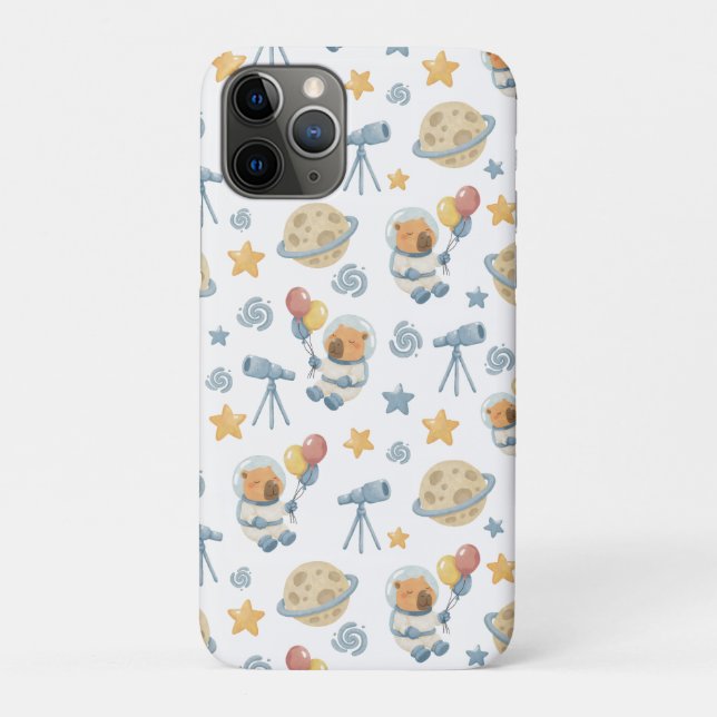 Capa Para iPhone 11 Pro Capybara Astronaut Pattern (Verso)