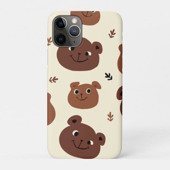 Capa Para iPhone 11 Pro Cara de urso engraçado (Verso)
