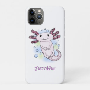 Capa Para iPhone 11 Pro Cartoon axolotel rosa adorável
