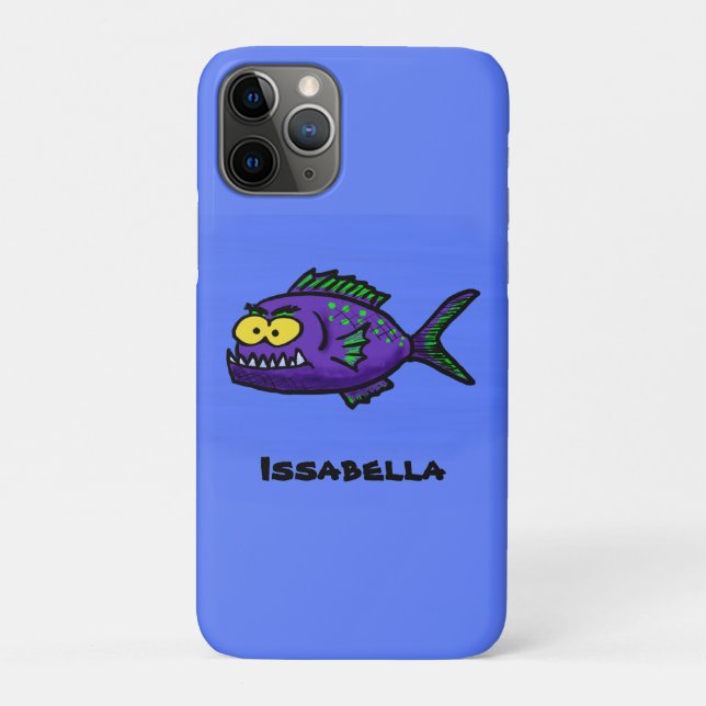 Capa Para iPhone 11 Pro Cartoon de peixe Piranha (Verso)