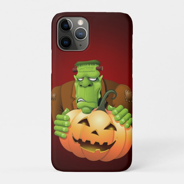 Capa Para iPhone 11 Pro Cartoon Frankenstein Monster com Pumpkin (Verso)