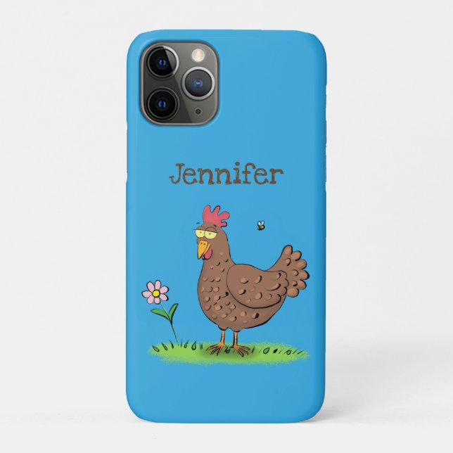 Capa Para iPhone 11 Pro Cartoon galinha rústico (Verso)