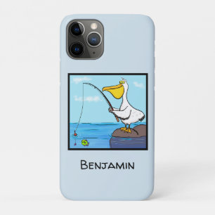 Capa Para iPhone 11 Pro Cartoon pelicano de pesca engraçado