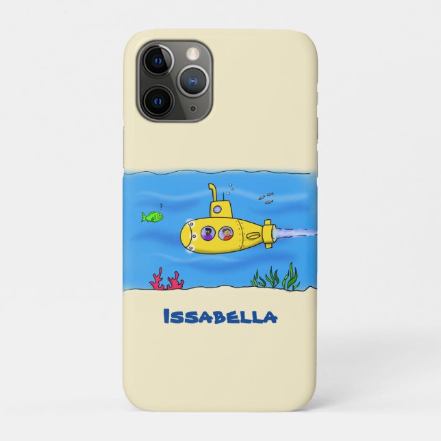 Capa Para iPhone 11 Pro Cartoon submarino feliz (Verso)