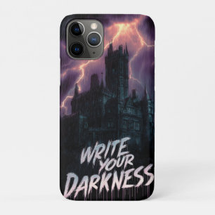 Capa Para iPhone 11 Pro Castelo Gótico Assombrado sob tempestade com texto