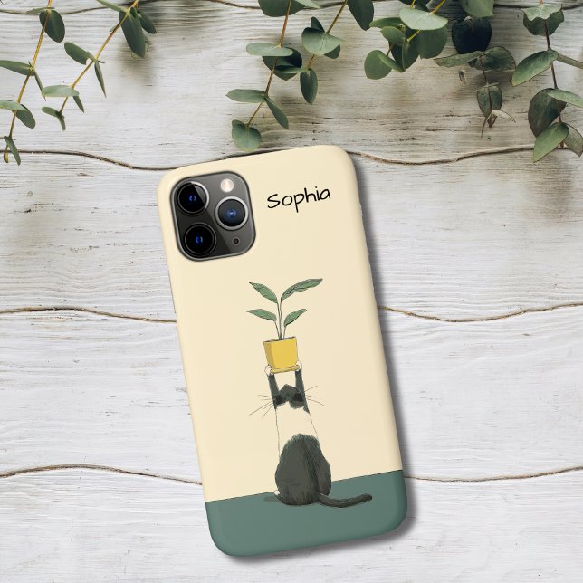 Capa Para iPhone 11 Pro Cat with Plant (Criador carregado)