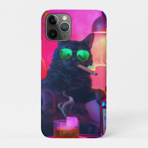 Capa Para iPhone 11 Pro Cavalheiro Bebendo Gato Whiskey Bar engraçado