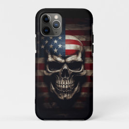 Capa Para iPhone 11 Pro Caveira da Bandeira Americana 