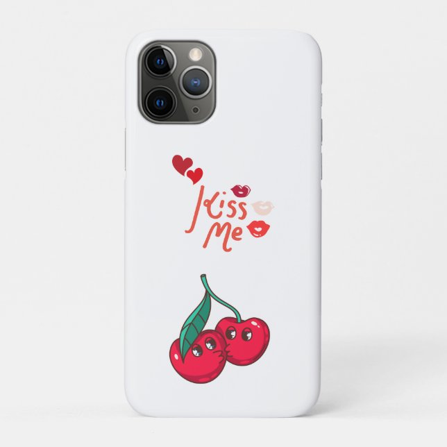 Capa Para iPhone 11 Pro Cerejas Engraçadas no Amor. (Verso)