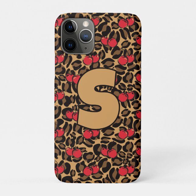 Capa Para iPhone 11 Pro Cerejas-Leopardo Personalizadas (Verso)