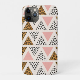 Capa Para iPhone 11 Pro Chic Leopard & Pink Triangle Pattern