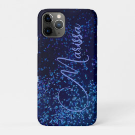 Capa Para iPhone 11 Pro Chic Personalizado Blue Confetti