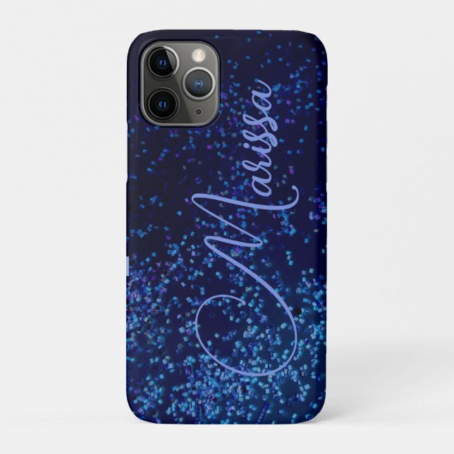 Capa Para iPhone 11 Pro Chic Personalizado Blue Confetti (Verso)