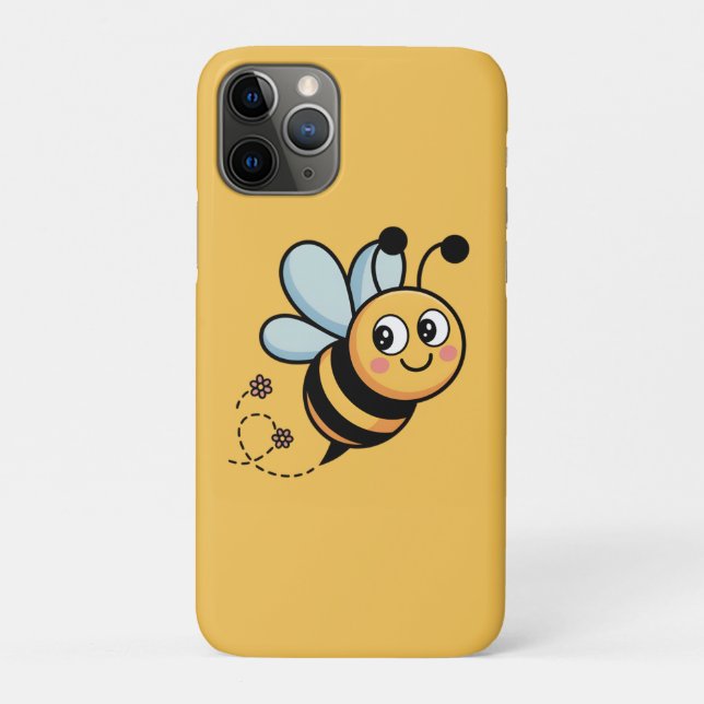 Capa Para iPhone 11 Pro Child-Friendly Bee Mascot with Dotted Trail (Verso)