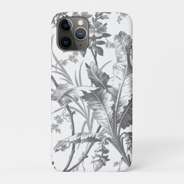Capa Para iPhone 11 Pro Chinoiserie Botânica Preta e Branca (Verso)