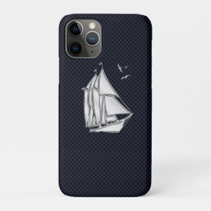 Capa Para iPhone 11 Pro Chrome Sailboat em Impressão de fibra de carbono