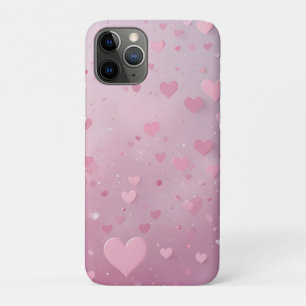 Capa Para iPhone 11 Pro Chuva de Coração Rosa